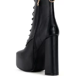 AZALEA WANG NAVEAH CHUNKY LACE UP BOOTIE IN BLACK -AZALEA WANG Shop azalea wang naveah chunky lace up bootie in black black 4 4