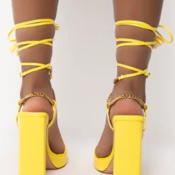 AZALEA WANG NEVER BEEN BETTER CHUNKY SANDAL IN YELLOW -AZALEA WANG Shop azalea wang never been better chunky sandal in yellow yellow 4 4
