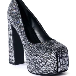AZALEA WANG NEW DIRECTION CHUNKY RHINESTONE EMBELLISHED PUMP IN SILVER -AZALEA WANG Shop azalea wang new direction chunky rhinestone embellished pump in silver silver 3 3