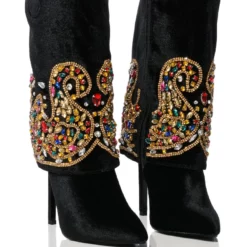 AZALEA WANG NIKO EMBELLISHED SUEDE BOOTIE IN BLACK -AZALEA WANG Shop azalea wang niko embellished suede bootie in black black 1 1