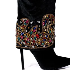 AZALEA WANG NIKO EMBELLISHED SUEDE BOOTIE IN BLACK -AZALEA WANG Shop azalea wang niko embellished suede bootie in black black 5 5