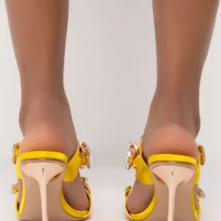 AZALEA WANG NO MORE LIES STILETTO SANDAL IN MARIGOLD -AZALEA WANG Shop azalea wang no more lies stiletto sandal in marigold marigold 4 4