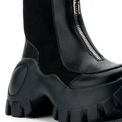 AZALEA WANG NORTH ZIP CHUNKY BOOT IN BLACK -AZALEA WANG Shop azalea wang north zip chunky boot in black black 5 5