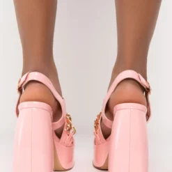 AZALEA WANG NOT GOING HOME CHUNKY SANDAL IN PINK -AZALEA WANG Shop azalea wang not going home chunky sandal in pink pink 4 4