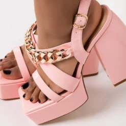 AZALEA WANG NOT GOING HOME CHUNKY SANDAL IN PINK -AZALEA WANG Shop azalea wang not going home chunky sandal in pink pink 5 5