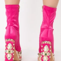 AZALEA WANG NOTICE ME CHUNKY BOOTIE IN FUCHSIA -AZALEA WANG Shop azalea wang notice me chunky bootie in fuchsia fuchsia 4 4