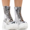 AZALEA WANG OLYMPIA SILVER CHUNKY BOOTIE -AZALEA WANG Shop azalea wang olympia silver chunky bootie silver 1 1
