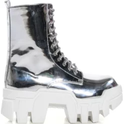 AZALEA WANG OLYMPIA SILVER CHUNKY BOOTIE -AZALEA WANG Shop azalea wang olympia silver chunky bootie silver 2 2