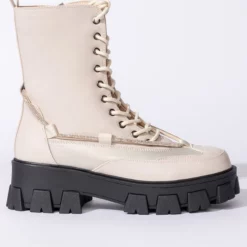 AZALEA WANG ON THE MOVE FLATFORM BOOTIE IN BONE -AZALEA WANG Shop azalea wang on the move flatform bootie in bone bone 3 3