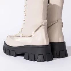 AZALEA WANG ON THE MOVE FLATFORM BOOTIE IN BONE -AZALEA WANG Shop azalea wang on the move flatform bootie in bone bone 5 5