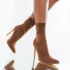 AZALEA WANG ONLY ONE FOR YOU STILETTO BOOTIE IN BROWN -AZALEA WANG Shop azalea wang only one for you stiletto bootie in brown brown 1 1