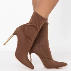 AZALEA WANG ONLY ONE FOR YOU STILETTO BOOTIE IN BROWN -AZALEA WANG Shop azalea wang only one for you stiletto bootie in brown brown 2 2