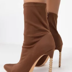AZALEA WANG ONLY ONE FOR YOU STILETTO BOOTIE IN BROWN -AZALEA WANG Shop azalea wang only one for you stiletto bootie in brown brown 5 5
