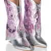 AZALEA WANG PARTY IN THE USA FOLD OVER WESTERN BOOT IN METALLIC -AZALEA WANG Shop azalea wang party in the usa fold over western boot in metallic silver 1 1