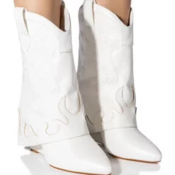 AZALEA WANG PARTY IN THE USA FOLD OVER WESTERN BOOT IN WHITE