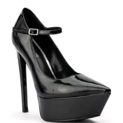 AZALEA WANG POWER PLATFORM STILETTO PUMP IN BLACK PATENT -AZALEA WANG Shop azalea wang power platform stiletto pump in black patent black 3 3