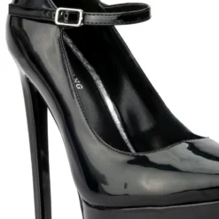 AZALEA WANG POWER PLATFORM STILETTO PUMP IN BLACK PATENT -AZALEA WANG Shop azalea wang power platform stiletto pump in black patent black 5 5