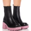 AZALEA WANG PRIMROSE PURPLE SOLE CHUNKY BOOTS IN BLACK -AZALEA WANG Shop azalea wang primrose purple sole chunky boots in black purple 1 1