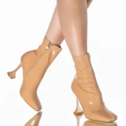 AZALEA WANG PULL ON MY HEART STRINGS STILETTO BOOTIE IN NUDE