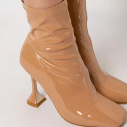 AZALEA WANG PULL ON MY HEART STRINGS STILETTO BOOTIE IN NUDE -AZALEA WANG Shop azalea wang pull on my heart strings stiletto bootie in nude nude 5 5