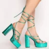 AZALEA WANG PUSH YOUR LIMIT CHUNKY SANDAL IN GREEN -AZALEA WANG Shop azalea wang push your limit chunky sandal in green green 2 2