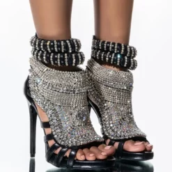 AZALEA WANG PUSH YOUR LUCK STILETTO SANDAL IN BLACK