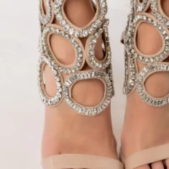 AZALEA WANG PUT A RING ON IT STILETTO SANDAL IN NUDE -AZALEA WANG Shop azalea wang put a ring on it stiletto bootie sandal in nude nude patent 6 6