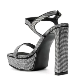 AZALEA WANG RENAISSANCE RHINESTONE PLATFORM CHUNKY SANDAL IN BLACK -AZALEA WANG Shop azalea wang renaissance rhinestone platform chunky sandal in black black 4 4