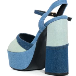 AZALEA WANG RHEYA CHUNKY SANDAL IN MIXED DENIM -AZALEA WANG Shop azalea wang rheya chunky sandal in mixed denim denim 4 4