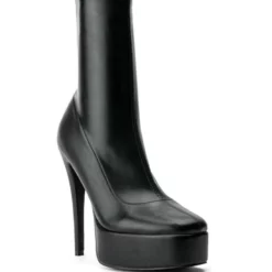 AZALEA WANG RISE TO THE OCCASION STILETTO BOOTIE WITH 4 WAY STRETCH IN BLACK STRETCH -AZALEA WANG Shop azalea wang rise to the occasion stiletto bootie in black stretch black 3 3