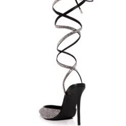AZALEA WANG RISS BLING LACE UP PUMP IN BLACK -AZALEA WANG Shop azalea wang riss bling lace up pump in black black 4 4