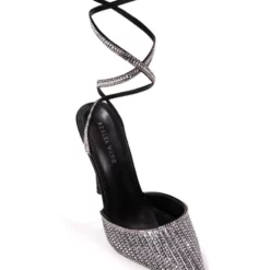 AZALEA WANG RISS BLING LACE UP PUMP IN BLACK -AZALEA WANG Shop azalea wang riss bling lace up pump in black black 5 5