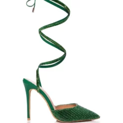 AZALEA WANG RISS BLING LACE UP PUMP IN GREEN -AZALEA WANG Shop azalea wang riss bling lace up pump in green green 2 2