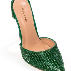 AZALEA WANG RISS BLING LACE UP PUMP IN GREEN -AZALEA WANG Shop azalea wang riss bling lace up pump in green green 5 5