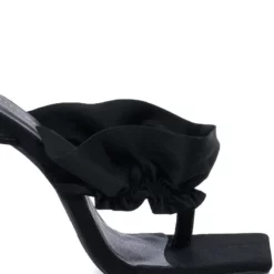 AZALEA WANG RUFFLE MY FEATHERS STILETTO SANDAL IN BLACK -AZALEA WANG Shop azalea wang ruffle my feathers stiletto sandal in black black 5 5