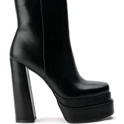 AZALEA WANG RUN AWAY CHUNKY BOOTIE IN BLACK -AZALEA WANG Shop azalea wang run away chunky bootie in black black 2 2 c1