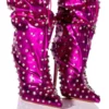 AZALEA WANG RUN THIS TOWN EMBELLISHED METALLIC BOOTIE IN FUCHSIA -AZALEA WANG Shop azalea wang run this town embellished metallic bootie in fuchsia fuchsia 1 1