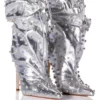 AZALEA WANG RUN THIS TOWN EMBELLISHED METALLIC BOOTIE IN SILVER -AZALEA WANG Shop azalea wang run this town embellished metallic bootie in silver silver 1 1
