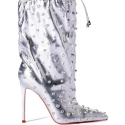 AZALEA WANG RUN THIS TOWN EMBELLISHED METALLIC BOOTIE IN SILVER -AZALEA WANG Shop azalea wang run this town embellished metallic bootie in silver silver 3 3