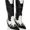 AZALEA WANG SALLY WESTERN BOOTIE IN BLACK WHITE -AZALEA WANG Shop azalea wang sally western bootie in black white black white 1 1