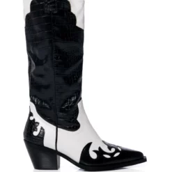 AZALEA WANG SALLY WESTERN BOOTIE IN BLACK WHITE -AZALEA WANG Shop azalea wang sally western bootie in black white black white 2 2