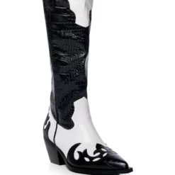 AZALEA WANG SALLY WESTERN BOOTIE IN BLACK WHITE -AZALEA WANG Shop azalea wang sally western bootie in black white black white 3 3