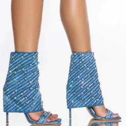 AZALEA WANG SAY IT LIKE YOU MEAN IT STILETTO SANDAL IN DENIM -AZALEA WANG Shop azalea wang say it like you mean it stiletto sandal in denim denim 1 1 c1
