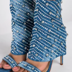 AZALEA WANG SAY IT LIKE YOU MEAN IT STILETTO SANDAL IN DENIM -AZALEA WANG Shop azalea wang say it like you mean it stiletto sandal in denim denim 5 5