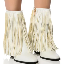 AZALEA WANG SCARLETT CHUNKY WESTERN FRINGE BOOTIE IN WHITE -AZALEA WANG Shop azalea wang scarlett chunky western fringe bootie in white white 1 1