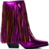 AZALEA WANG SCARLETT CHUNKY WESTERN FRINGE BOOTIE IN FUCHSIA -AZALEA WANG Shop azalea wang scarlett metallic chunky bootie in fuchsia fuchsia 2 2