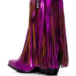 AZALEA WANG SCARLETT CHUNKY WESTERN FRINGE BOOTIE IN FUCHSIA -AZALEA WANG Shop azalea wang scarlett metallic chunky bootie in fuchsia fuchsia 4 4