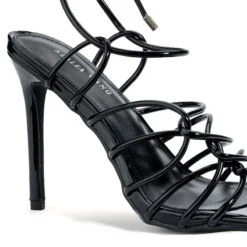 AZALEA WANG SEDUCTRESS STRAPPY PATENT SANDAL IN BLACK -AZALEA WANG Shop azalea wang seductress strappy patent sandal in black black 5 5