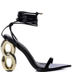 AZALEA WANG SHAWNA LACE UP SANDAL IN BLACK -AZALEA WANG Shop azalea wang shawna black sandal black 2 2