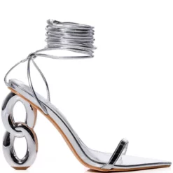 AZALEA WANG SHAWNA LACE UP SANDAL IN SILVER -AZALEA WANG Shop azalea wang shawna lace up sandal in silver silver 2 2